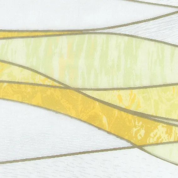 Tela de cortina resistente y a la moda, con textura de vidrio tintado amarillo y transparencia
