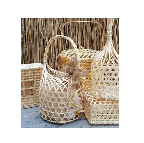 Cheap Handmade Bamboo rattan gift basket with Handles - Can be Put Many Things Inside Gifts, Cakes, Candy, Fruit,...