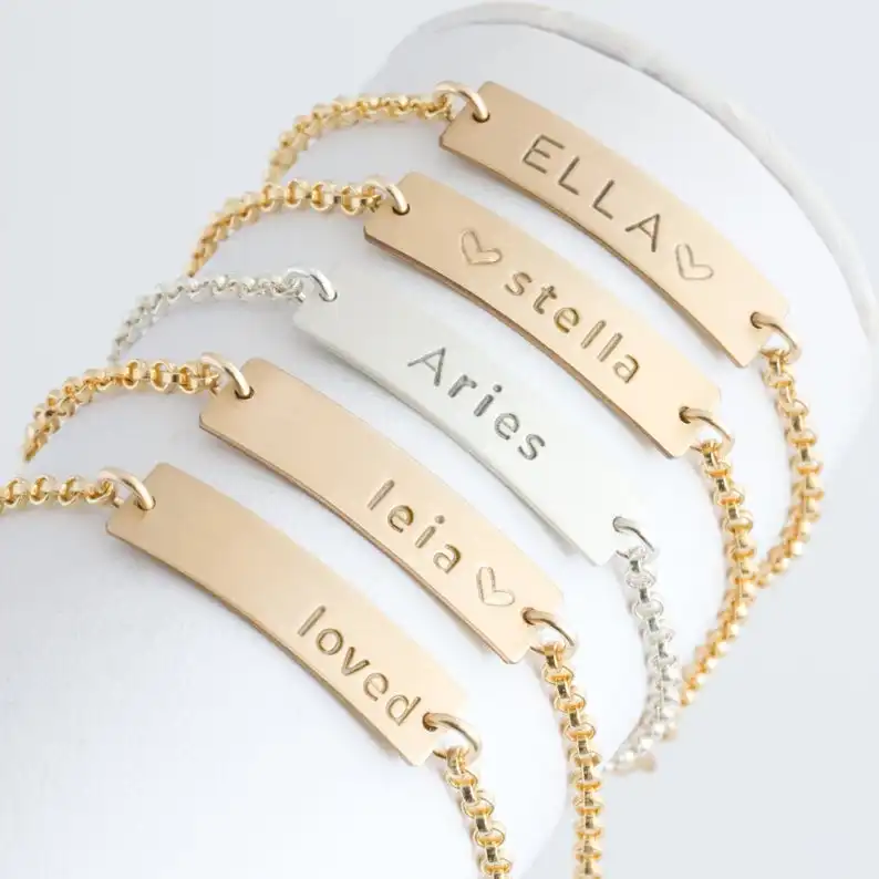 Stainless Steel Cheap Personalized Children Jewelry Kids Bracelet Gold Baby Chain Bracelet Custom Nameplate Bracelet