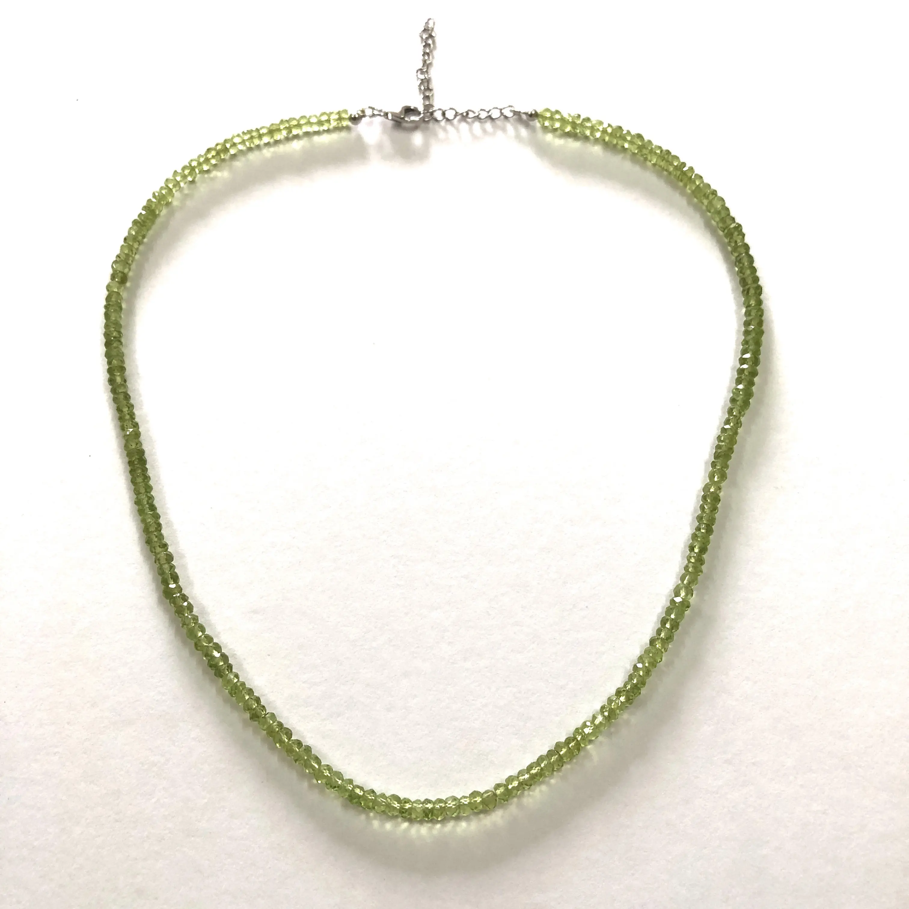 Colar de contas de pedra preciosa natural, verde peridot facetado rondas com fecho de prata para jóias semi preciosas do fabricante comprar