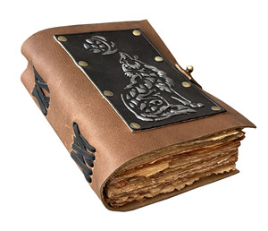 嚎叫狼100% 真皮日记魔法书阴影Wicca手工复古笔记本个性化文具 - Product Image 1
