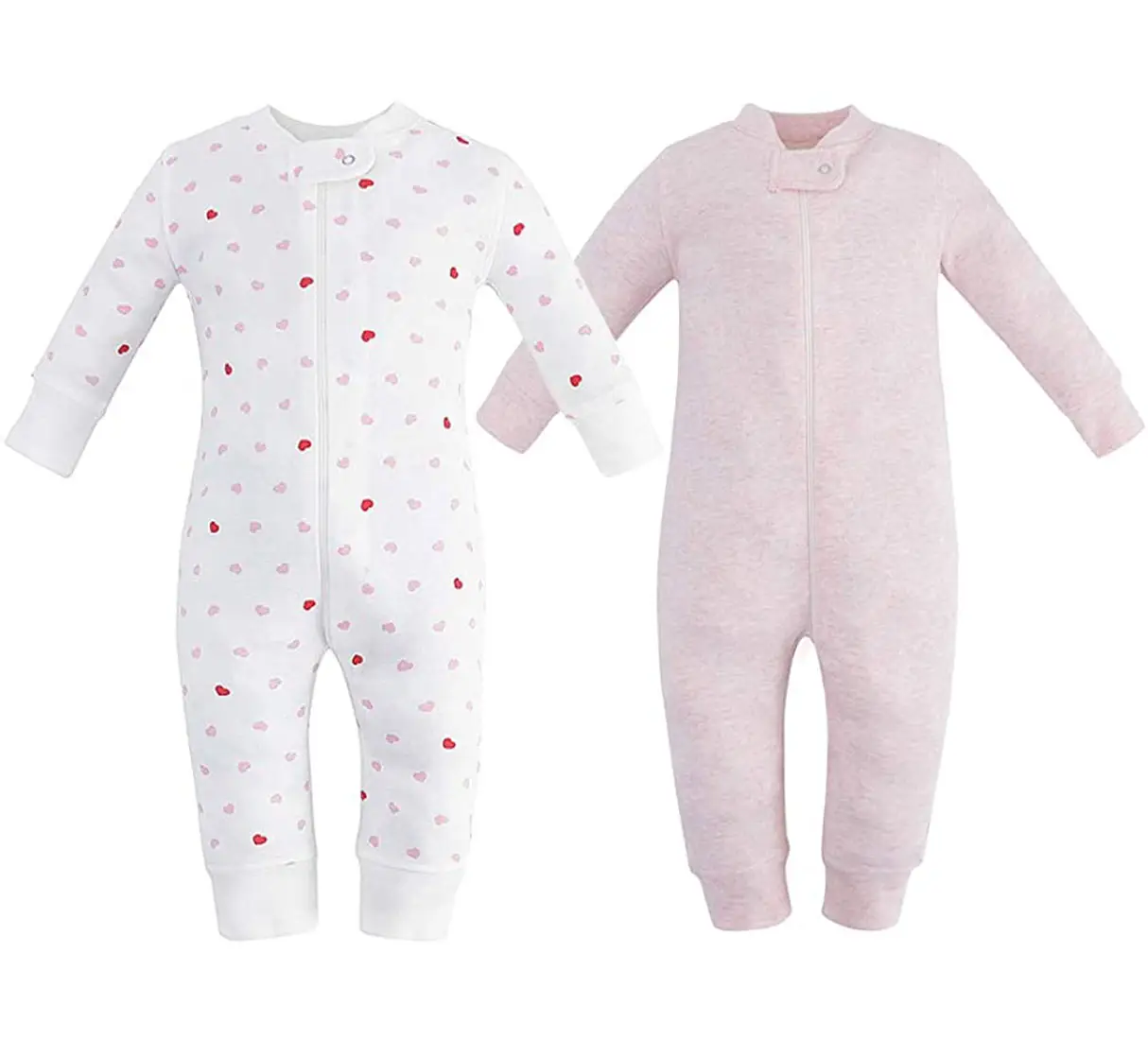 Barboteuse en coton pour bébés garçons et filles, vêtements confortables pour dormir avec fermeture éclair, vêtements à manches longues