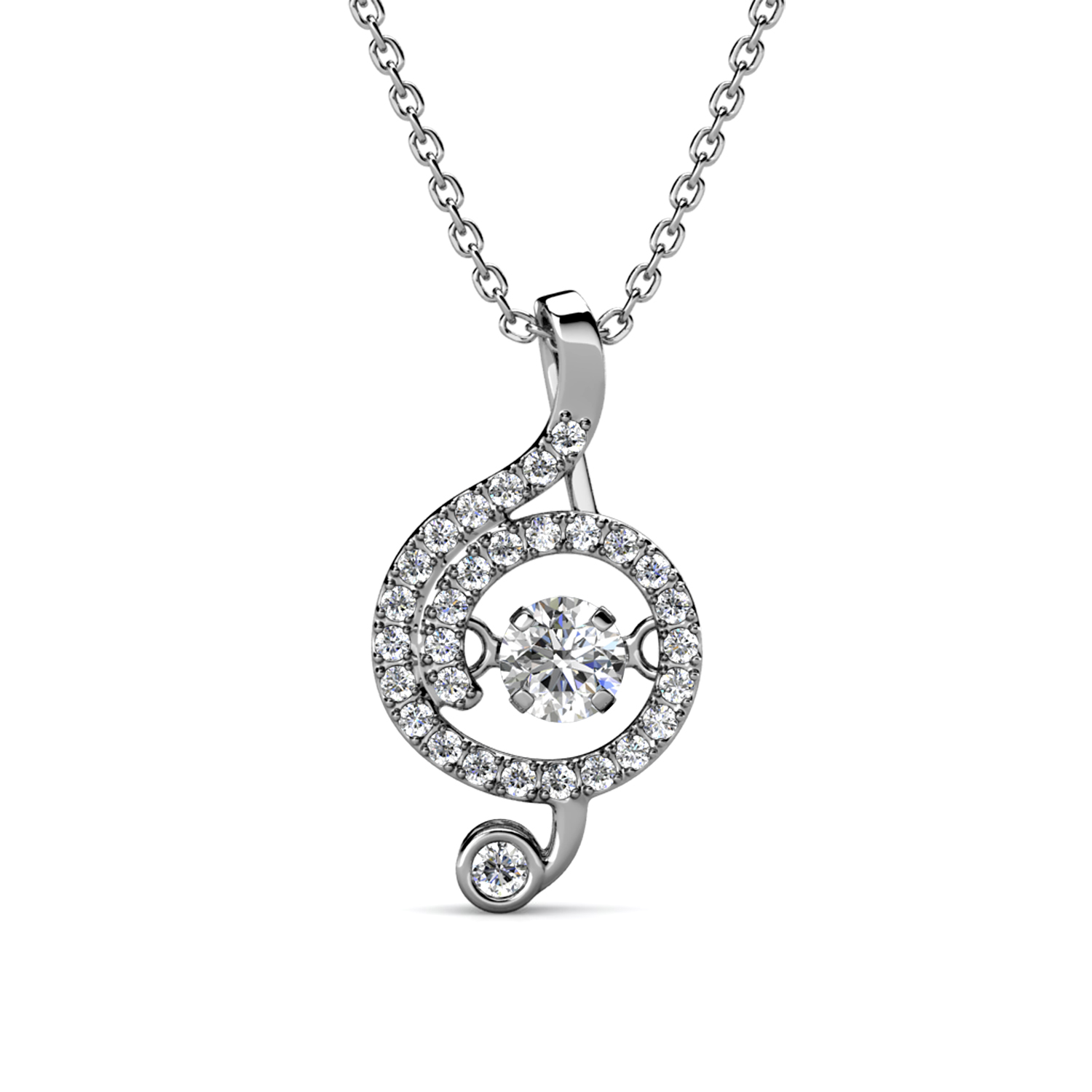 18k White Gold Plated Pendant Necklace
