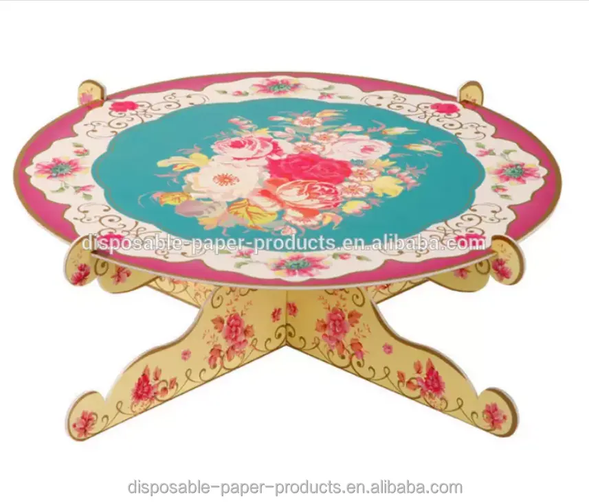 Fournitures de fête style Oriental coloré jetable vintage style cour support à gâteaux Sandwich Floral Cupcake stand 1 couche