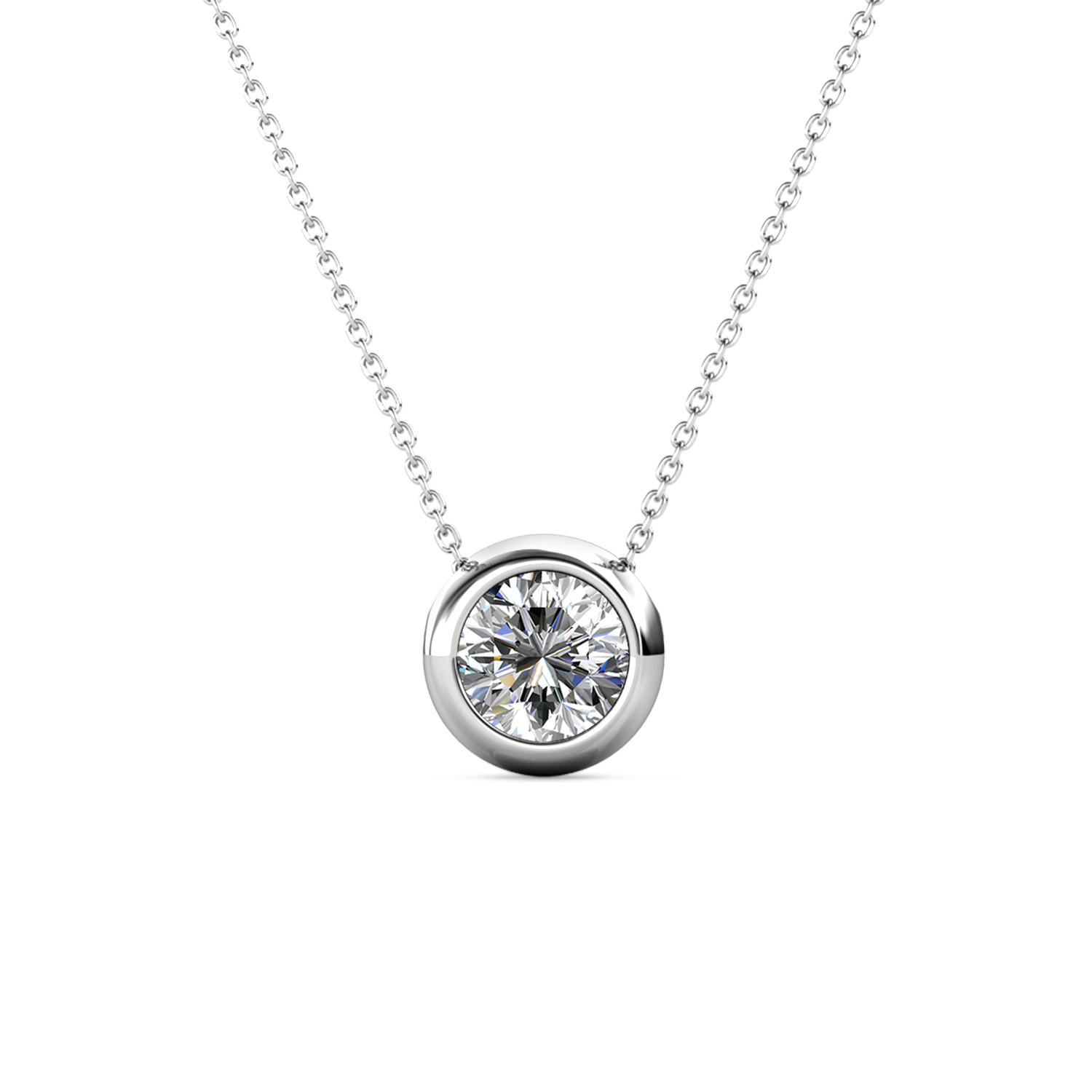 Brass With 18k White Gold Plated Minimalist April Necklace