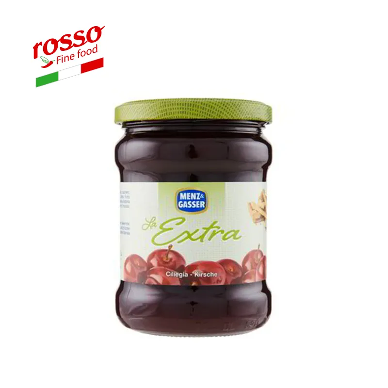 Menz Gasser Confettura Ekstra Ciliegia-Buatan Italia Jam Ceri Ekstra 620 G Sirup Diawetkan & Stoples Kaca 0.62Kg Merah Oval Manis