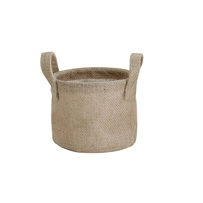 Cesta de yute para plantas, bolsa de almacenamiento con asas, decoración de jardín, cubierta de maceta de yute, precios al por mayor