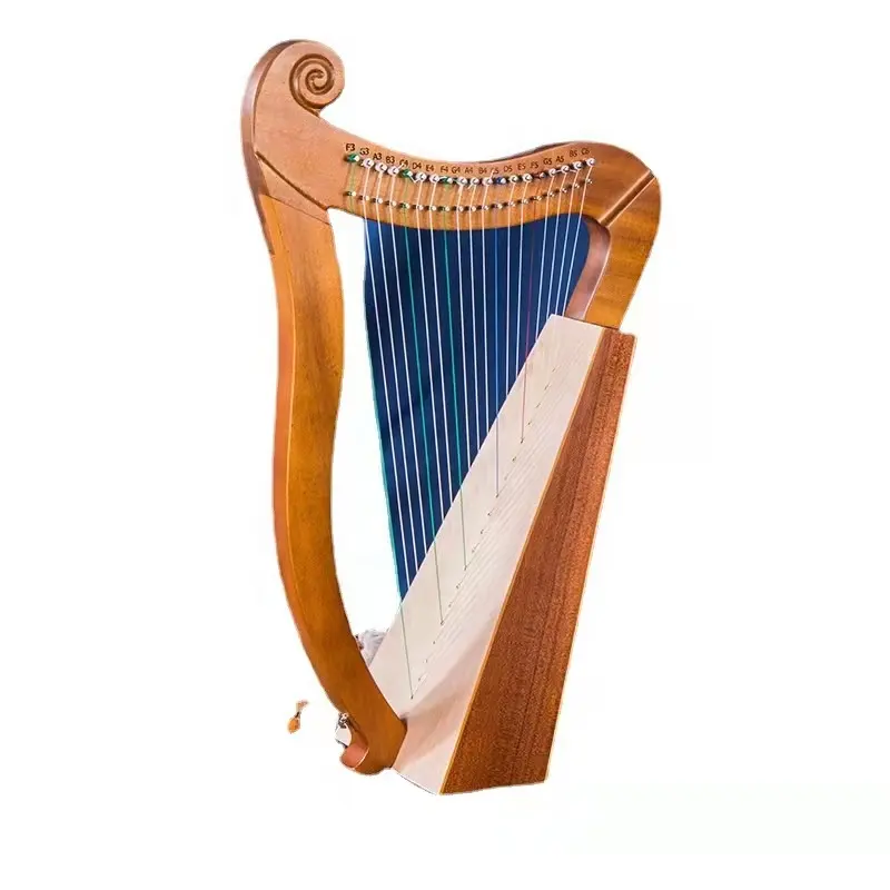 China promoção 19 cordas sólido mogno madeira lyre harp