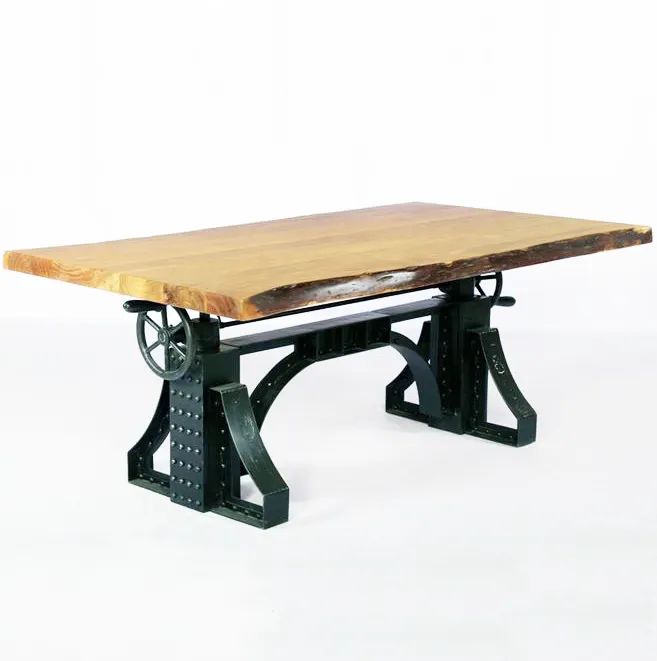 Mecanismo ajustable para mesa de comedor, mecanismo de madera de Acacia sólida, mecanismo Industrial Vintage