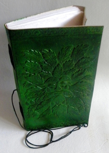 2024 Green Leaf Man Face Leather Journal Handmade Genuine Writing <strong>Notebook</strong> <strong>with</strong> <strong>Lock</strong> Thread Sewn Binding <strong>Notepad</strong> and Diary - Product Image 4