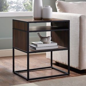 New Arrival Wooden Table High Quality Coffee Table Handmade Double Layer Center Table with Wooden Top &amp; Metal Base for Room