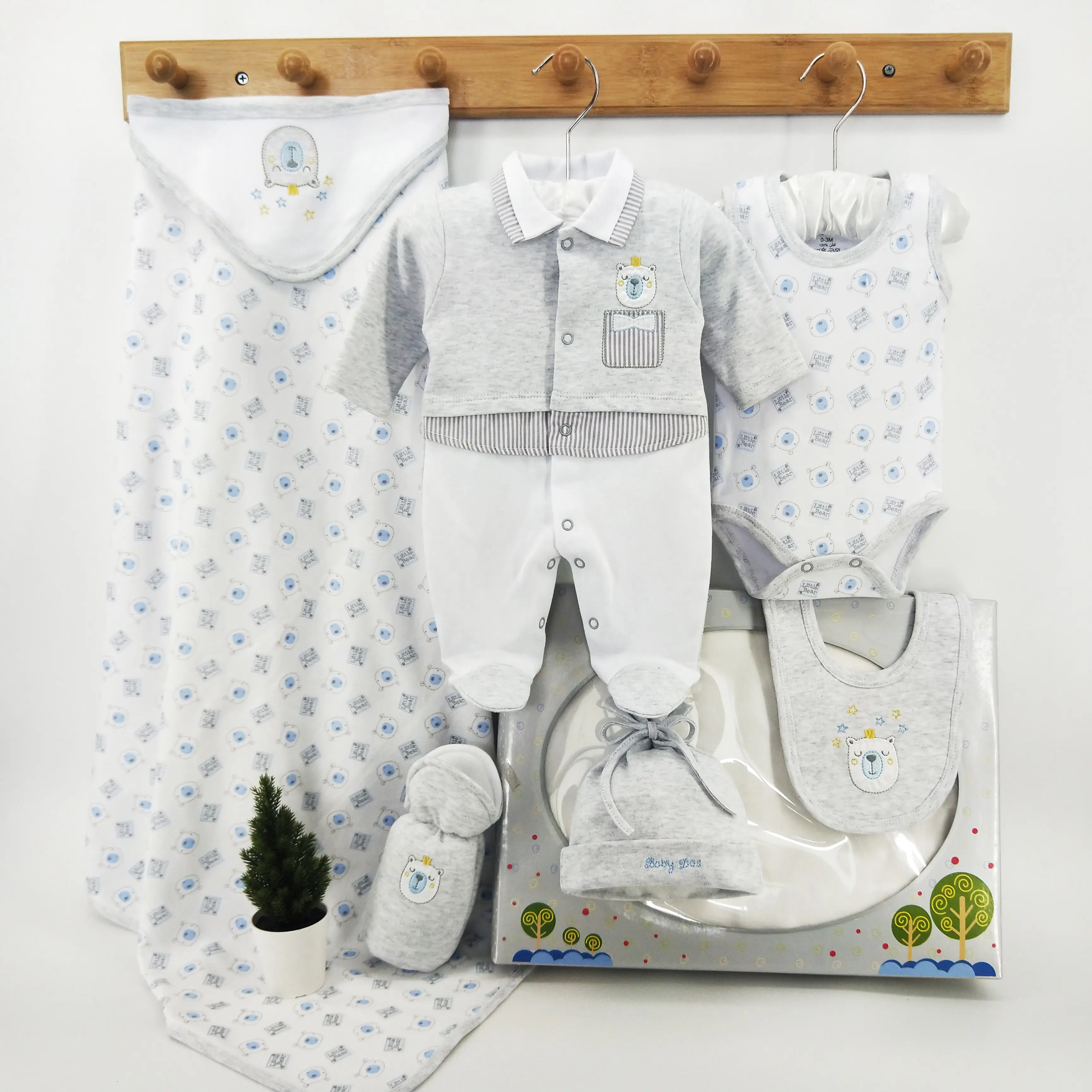 6 pièces 100% coton chaud mignon unisexe toute saison bébé vêtements ensemble pour nouveau-né layette