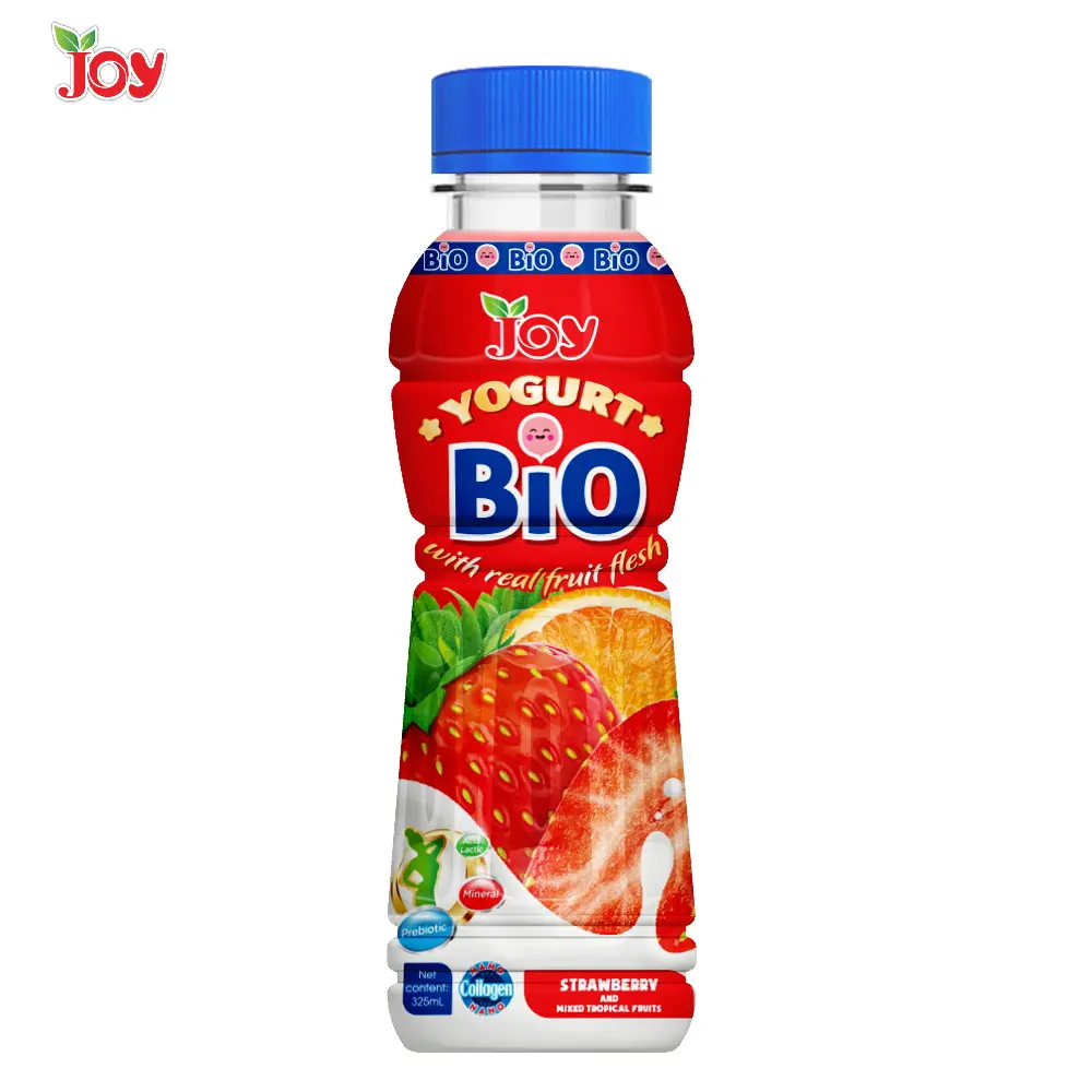 250ml şişe biyo yoğurt prebiyotik çilek ve karışık tropikal meyve en iyi kollajen mix meyve kalsiyum önemli