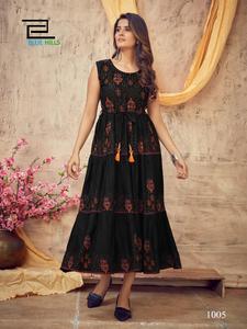 Anarkali Kurtis เสื้อผ้าลำลองสำหรับ2023อินเดียสำหรับผู้หญิงผ้าคอตตอน M L XL XXL - Product Image 3