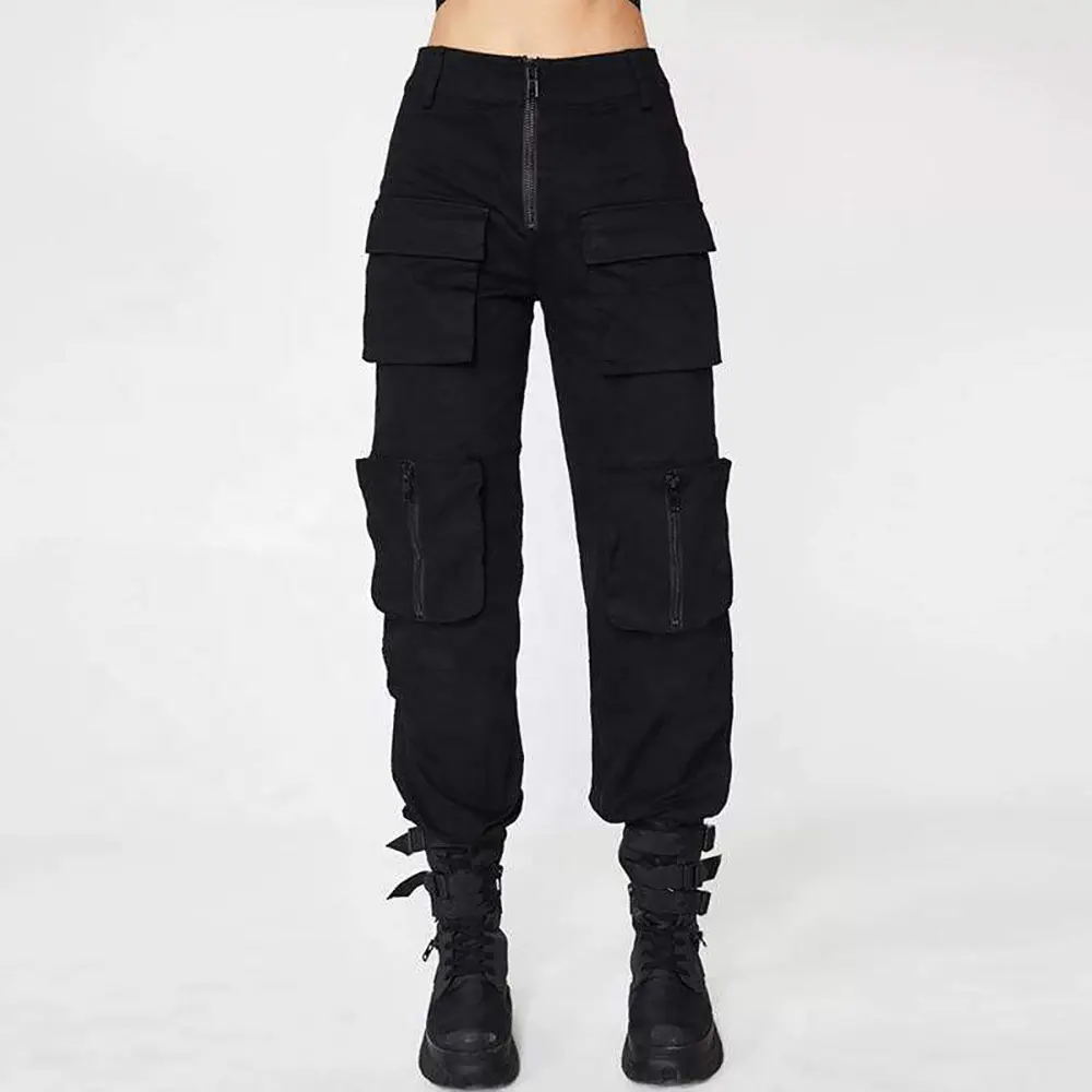 Macheda — pantalon sarouel pour femmes, avec plusieurs poches, noir, personnalisé, pantalon Streetwear, Cargo, survêtement, 2022