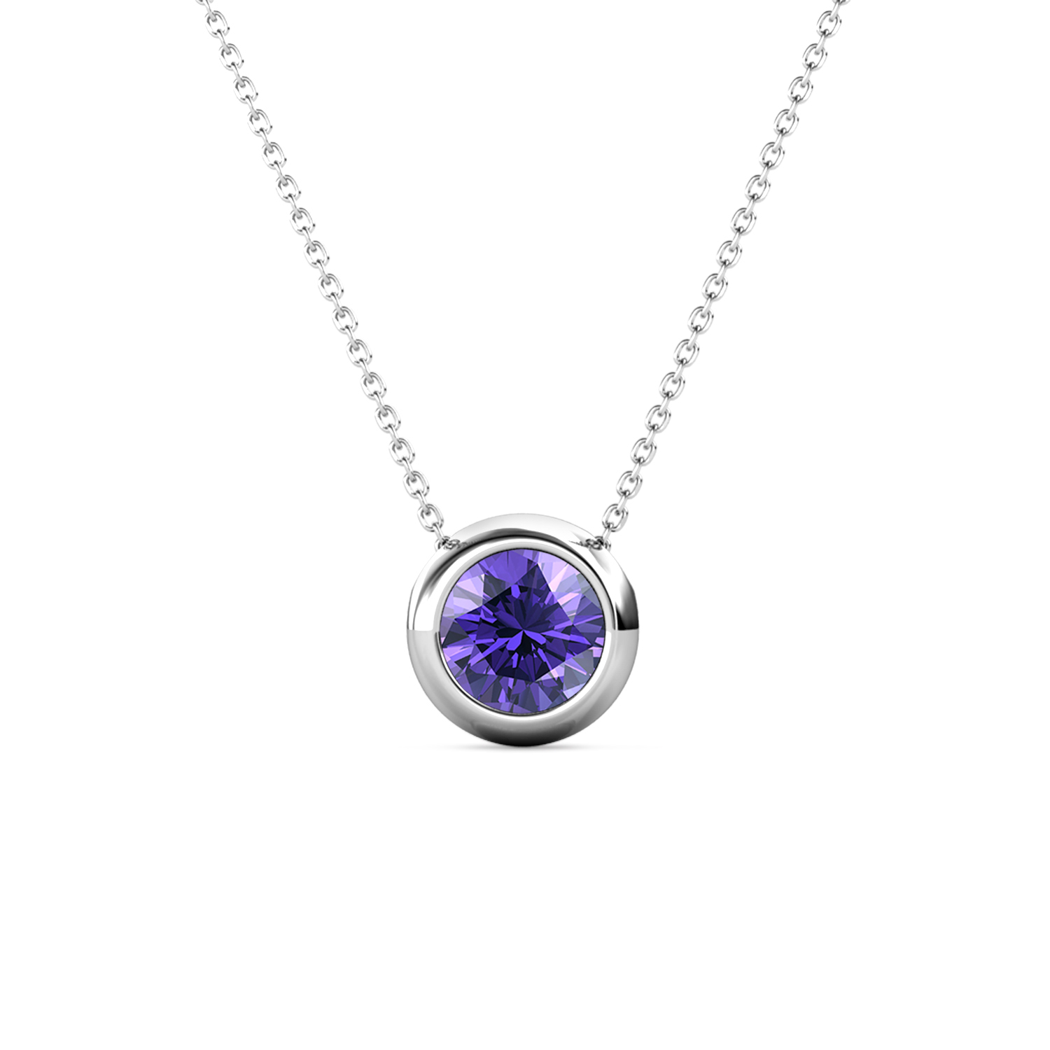Brass With 18k White Gold Plated Minimalist February Necklace