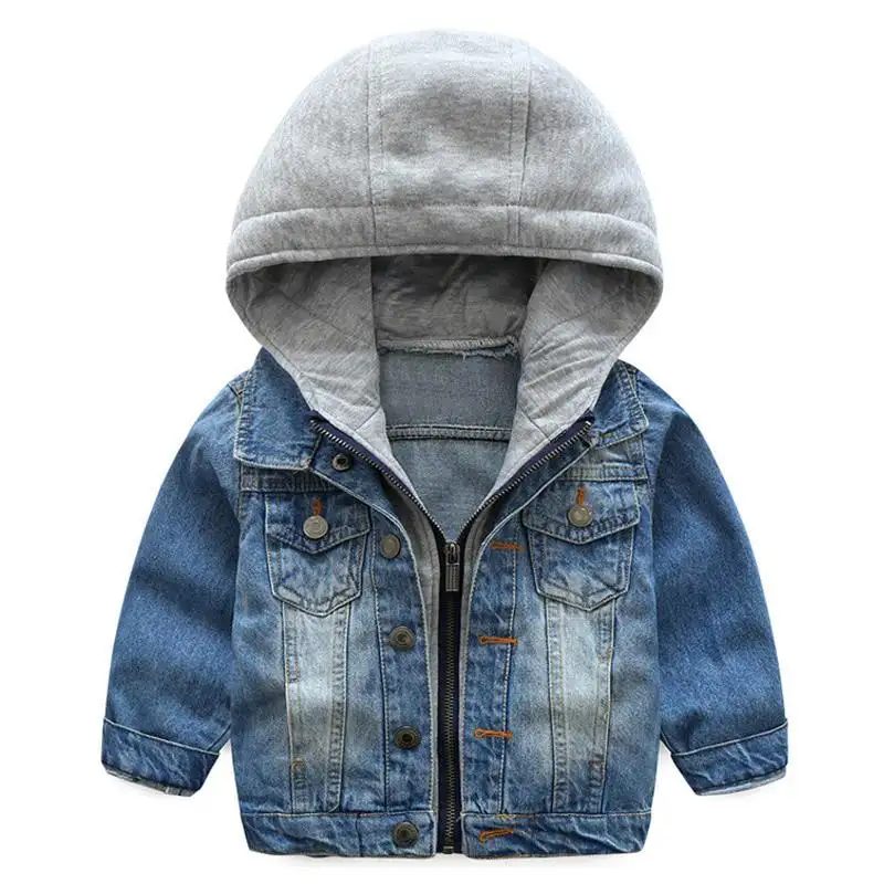 Jaqueta jeans de bebê unissex, jaqueta de inverno para bebês, nome personalizado e número, pode adicionar muitas opções de tecido