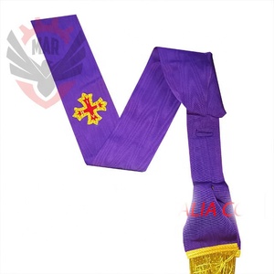 Masonic Regalia 30 Years Memphis Misraim <strong>Purple</strong> Shoulder <strong>Sash</strong> with Gold Edging