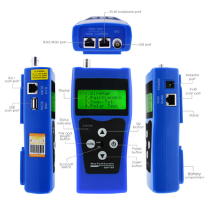 เครื่องทดสอบสายแลน LCD อเนกประสงค์ดิจิตอลทดสอบเครือข่ายสาย USB โทรศัพท์โคแอกเซียลตัวระบุระยะไกล8ตัว - Product Image 5