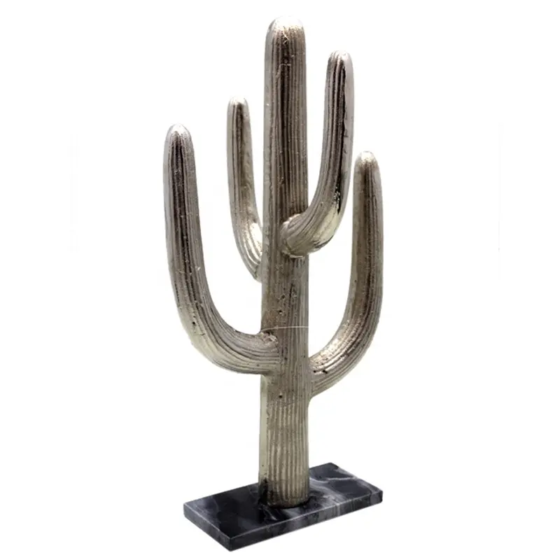 Escultura de diseño moderno para decoración del hogar, escultura personalizada hecha a mano con diseño de Cactus de Metal, níquel duro, aluminio decorativo