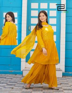 Hint ve Pakistan giyim gharara tasarımları punjabi kız seksi şalvar elbise boyun tasarımları Sarara seksi kadın elbise 2022 hindistan - Product Image 6