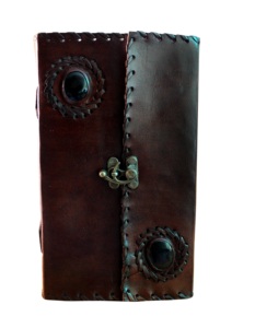 Vintage Leder journal mit Mittel verschluss, zwei Stein verschlüssen, Seitens tich und Stich rand, hand gefertigtes Leder-Notizbuch