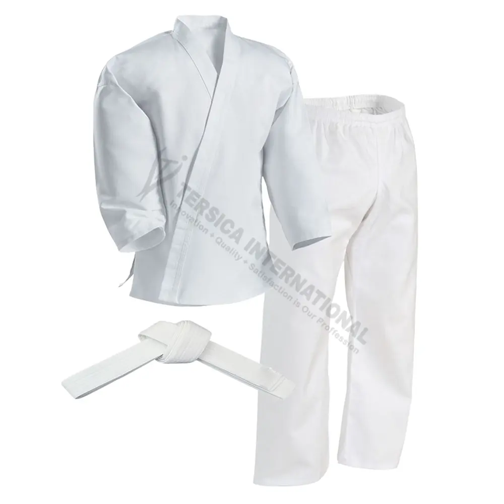 Uniforme de karatê com cintura elástica/branco puro, uniforme de karatê para adultos