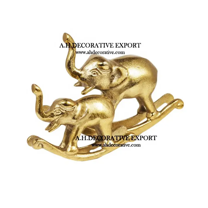 Sculpture métallique de grande taille en or, Sculpture en forme d'éléphant plaqué or, décoration pour la maison et le bureau