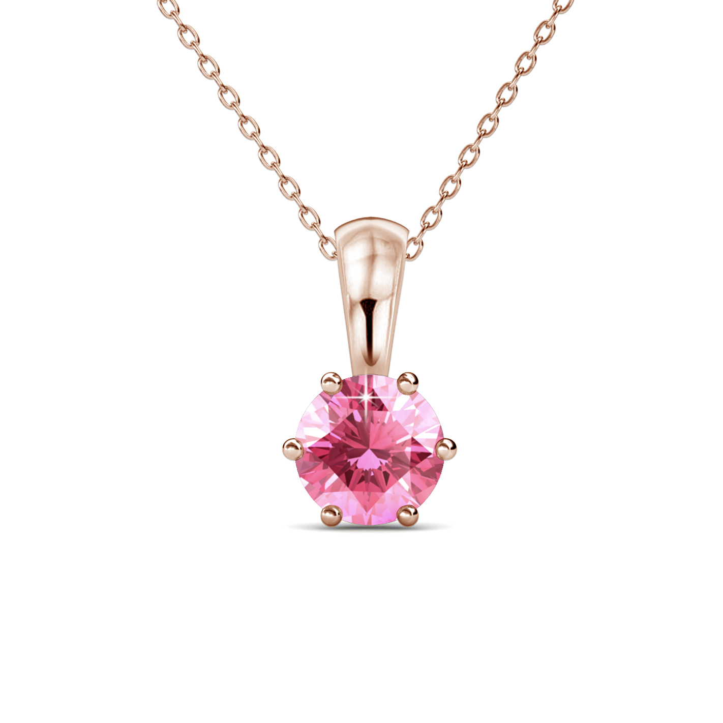 Pendentif en laiton plaqué or rose 18 carats - Tourmaline rose