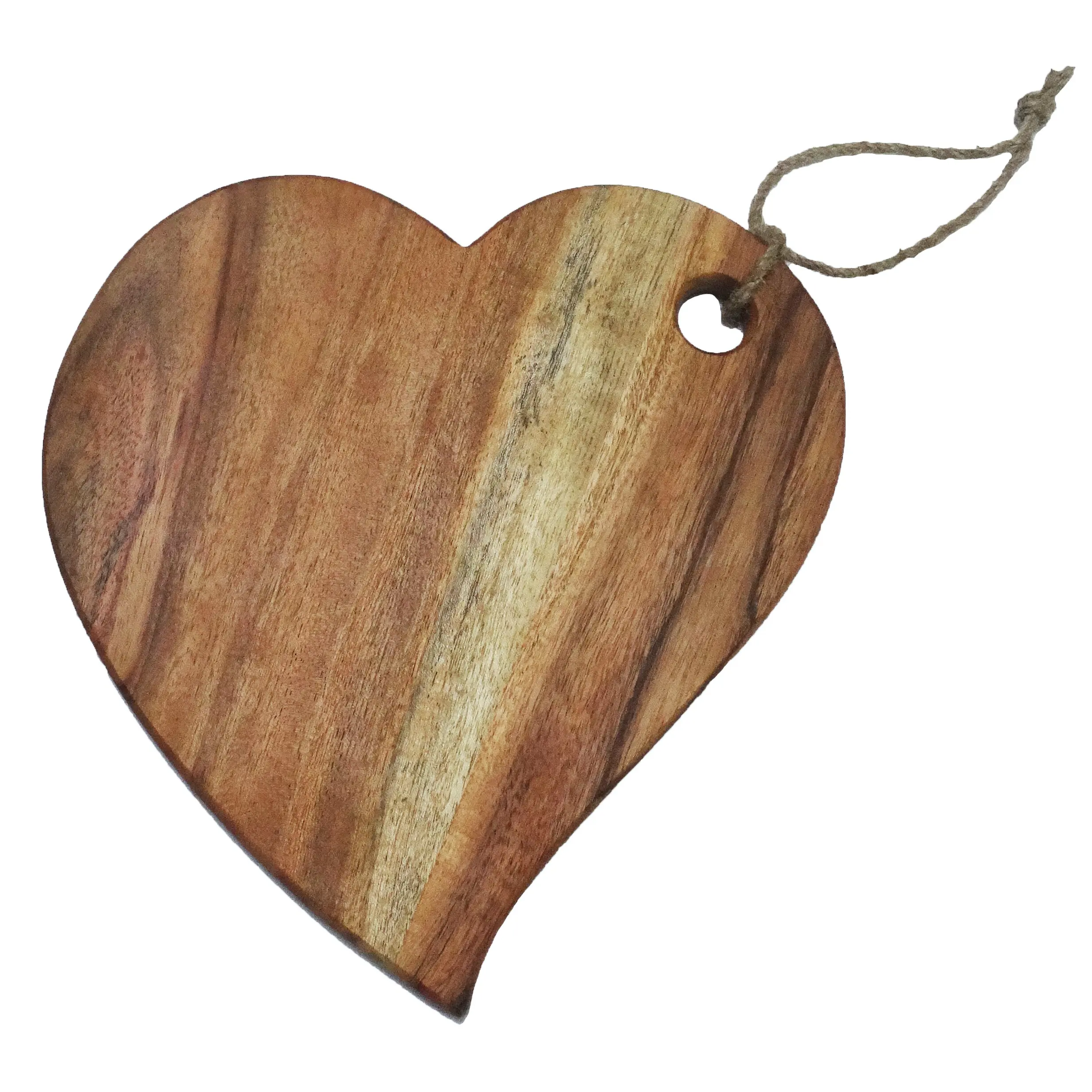 Placa de corte em forma de coração de acácia, acabamento, para venda, placa de corte, artesanal, tamanho grande, forma de coração, de madeira