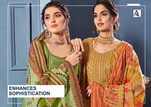 Pure <strong>Zam</strong> Digital Style Print with Fancy Embroidery and Swarovski Diamond Work Kurta with Chiffon Dupatta with Bottom Latest Sla
