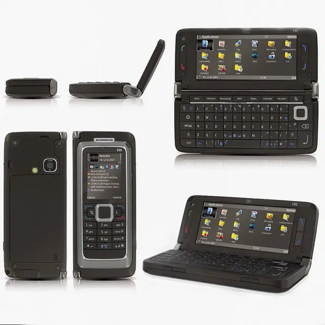 Vente chaude pas cher débloqué classique Flip QWERTY téléphone portable E90 pour Nokia caméra Focus Auto GPS Wifi clavier complet téléphone portable