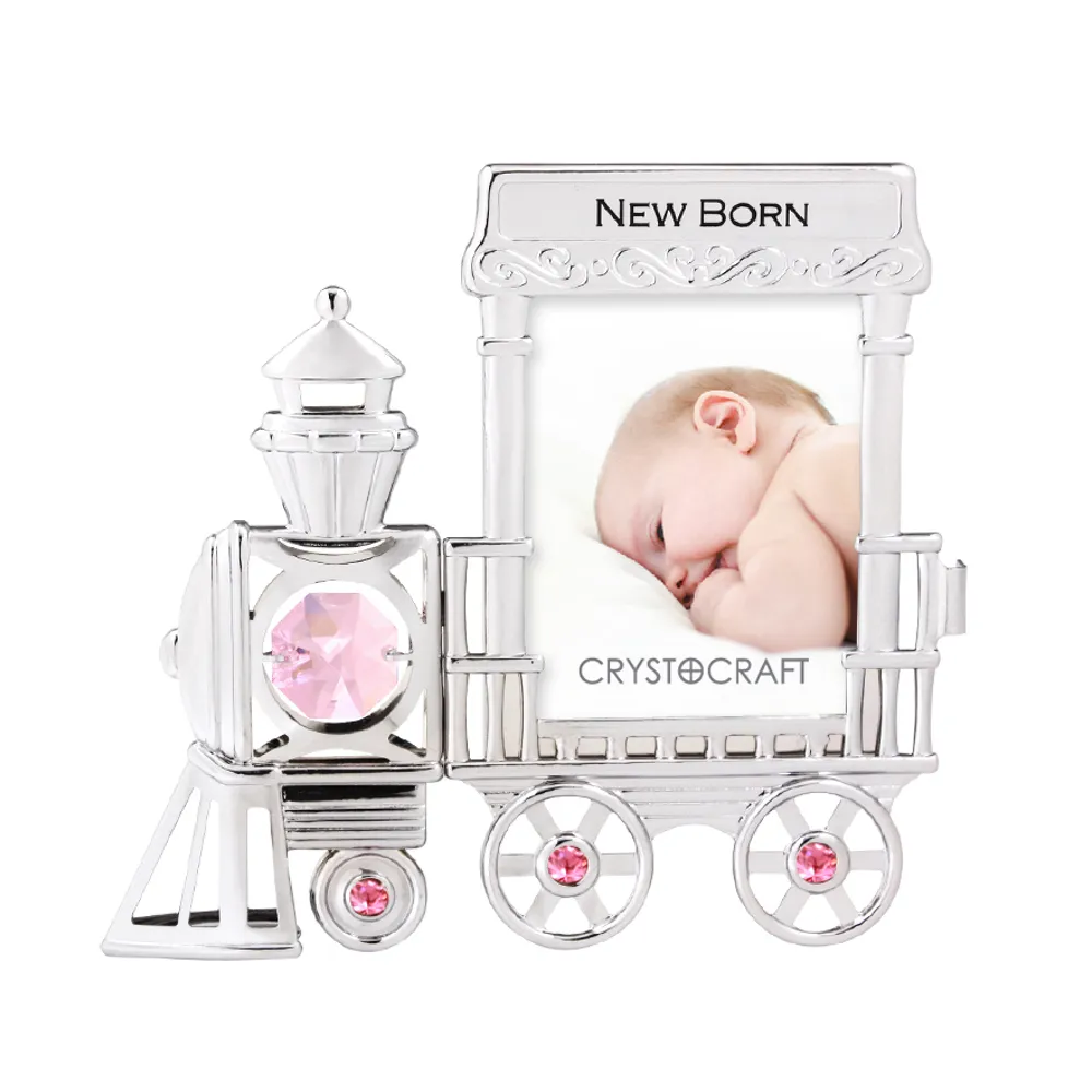 Crystocraft Classic Chrome Placcato di figura del treno decorato con Taglio Brillante Cristalli Bambino Photo Frame