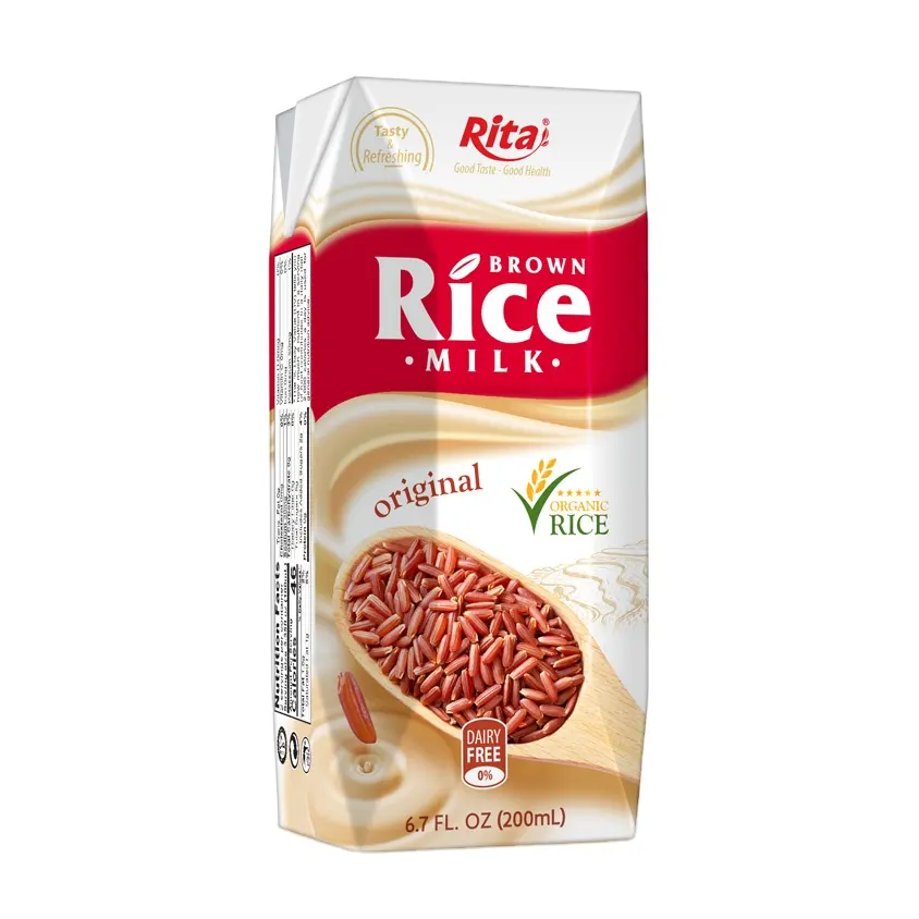 Fabricante de etiquetas privadas do vietnã com nova embalagem em caixa de papel de 200ml marrom leite de arroz