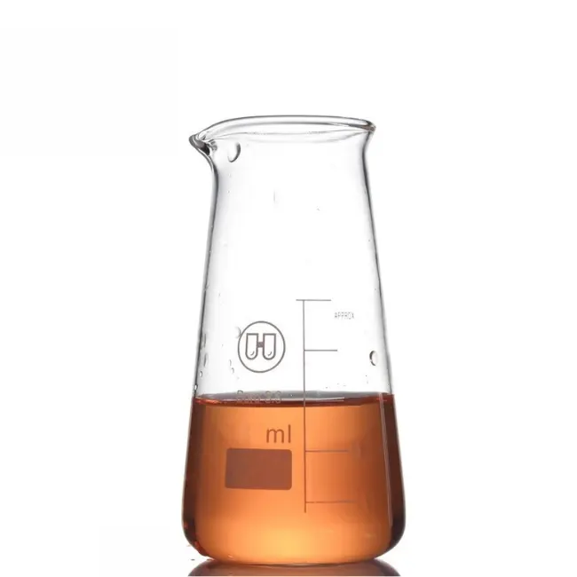 Vasos cónicos de vidrio transparente de borosilicato de la mejor calidad con pico disponible en diferentes capacidades para uso en laboratorio experimental