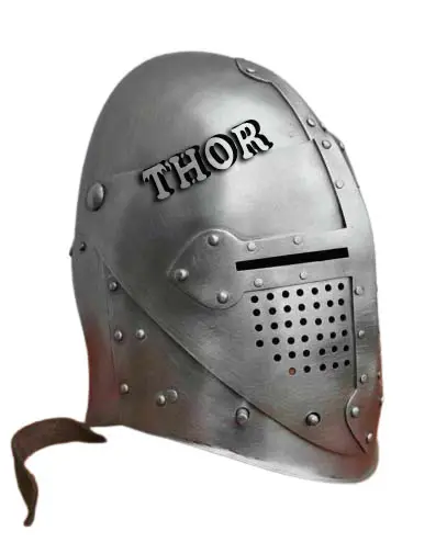 Helm Templar Abad Pertengahan 18GA/Crusader Helm Ksatria Halloween Kostum Reproduksi Helm Armor Lepas Pasang Perak Selesai