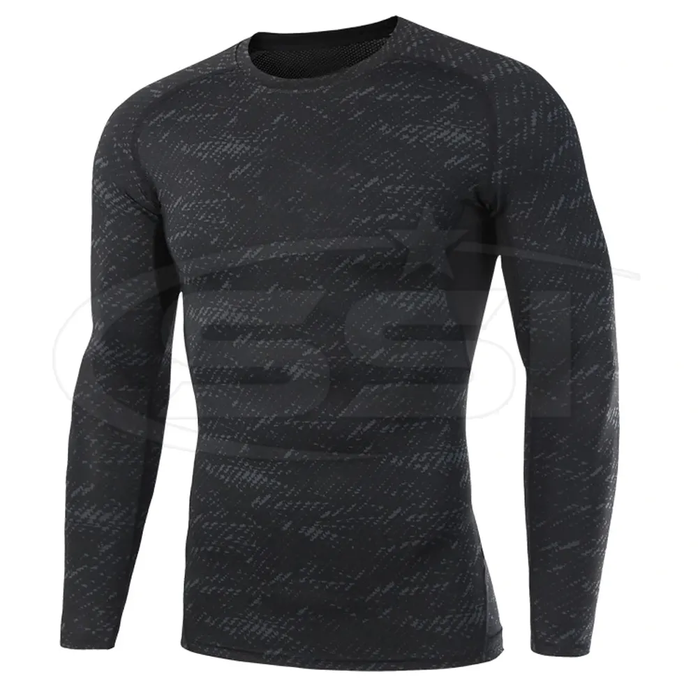 Personnalisé homme Séchage Rapide Sous Compression Sport Tops Manches Longues Chemise de Compression