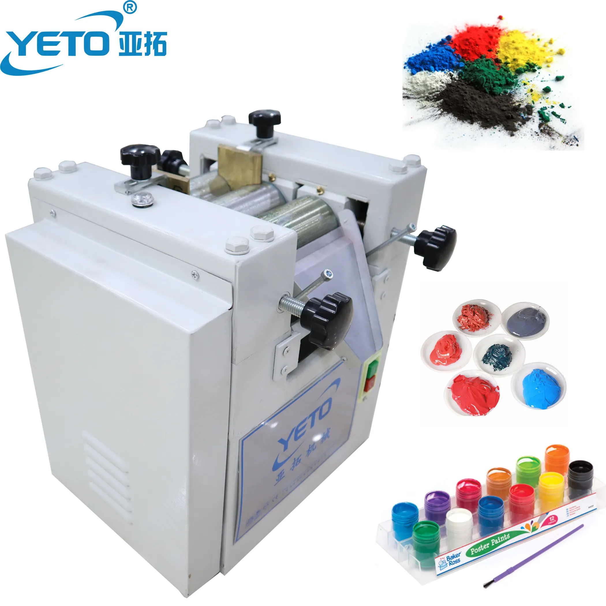YETO-Small Lab Scale Three Roller Mill Paint Soap Pigment Grinding Machine Inks Coatings Grinding Roller Cosmetic machine mixer