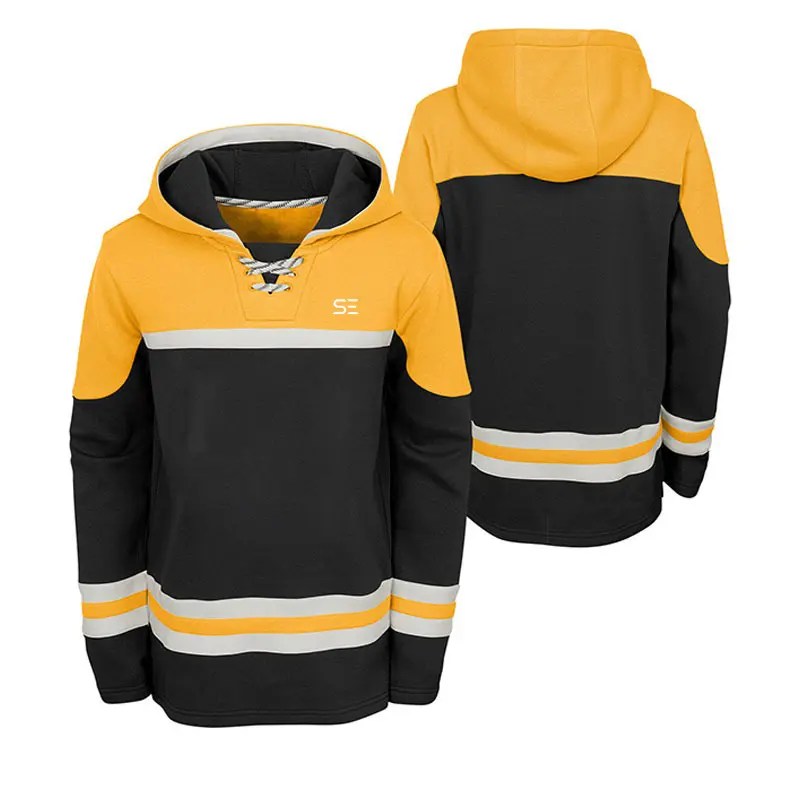 Sweat-shirt à capuche personnalisé à lacets pour hockey sur glace, pull de hockey sur glace, 2023