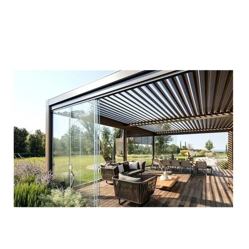 Pergopanel-bioclimática de techo de aluminio pérgolas para jardin en metal para spapool pérgola jardín al aire libre