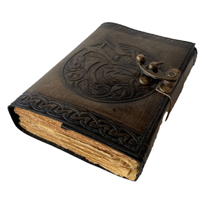Handmade Genuine Leather Journal Diary Journal Grimoire Mythological With Deckle Edge Drawing Old Vintage Papers Note <strong>Book</strong> Diary