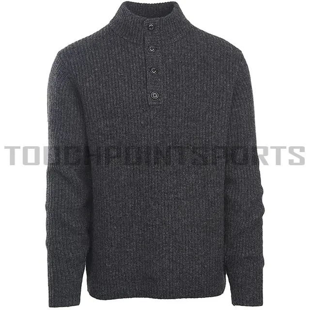 Suéteres de punto personalizados para hombre, Jersey grueso gris, cárdigan de Mohair, punto