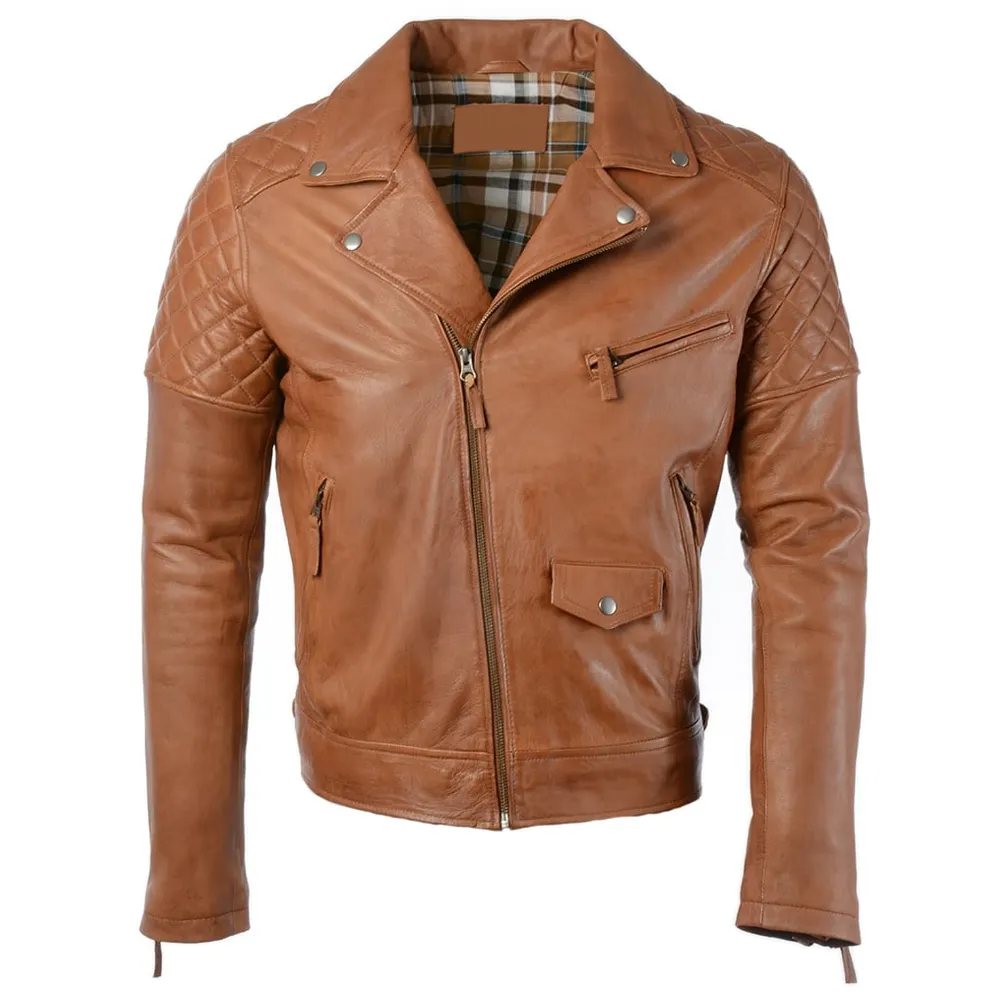 Full Sleeve Custom Logo 2023 Latest Design Men Leather Jacket Available For Casual Wear In Low Prices