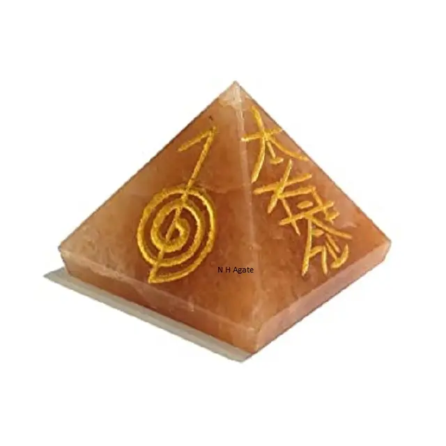 Good Quality Natural Citrine With Reiki Symbol Gemstone Pyramids For Wholesale Citrine Gemstone Pyramids Buy From N H Agate