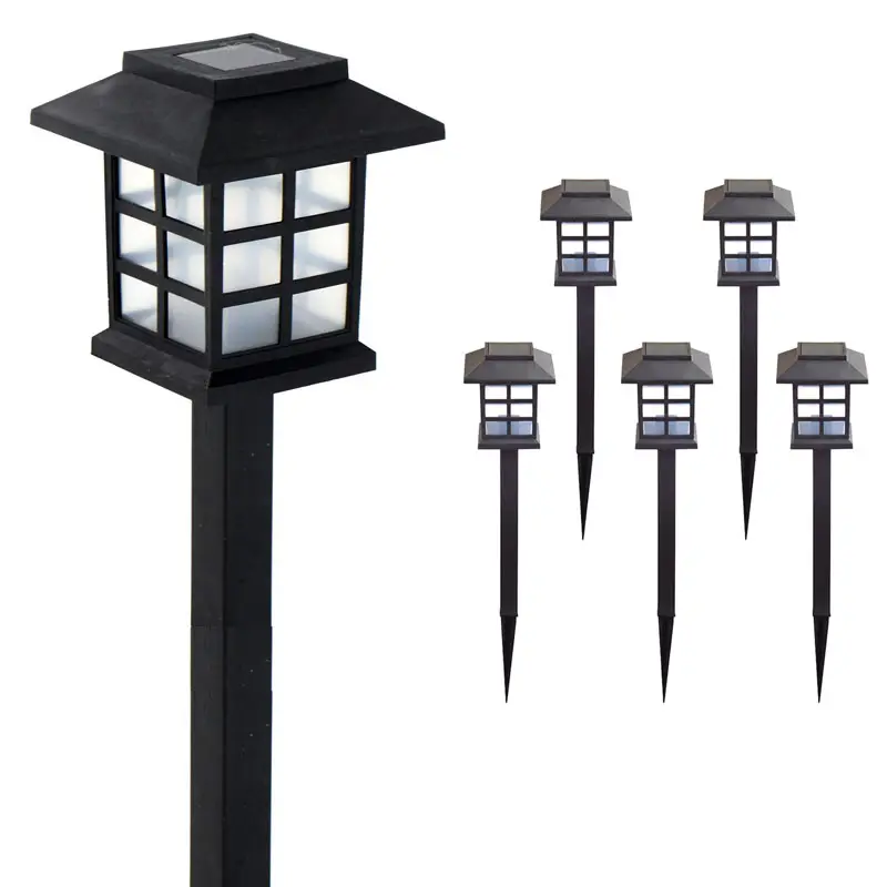 Farol de plástico con forma cuadrada para jardín al aire libre, luces de estaca para jardín, alimentadas por energía Solar, Oriental, regalo