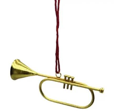 Adorno colgante de trompeta de hierro dorado, decoración navideña de la mejor calidad, suministro de regalos de navidad