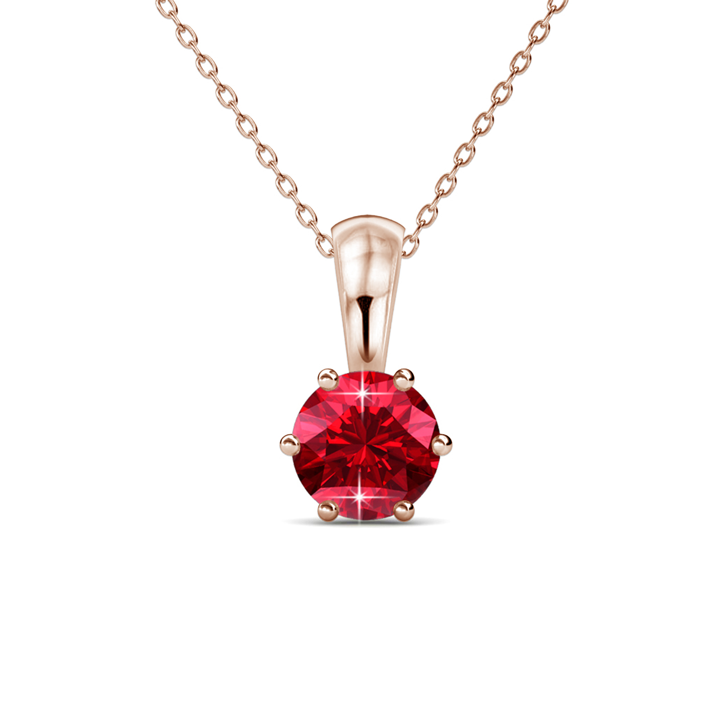 Pendentif en laiton plaqué or rose 18 carats - Rubis