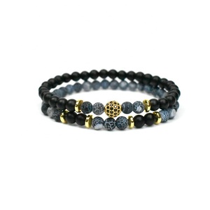 <strong>6mm</strong> Onyx and tiger Eye Stone Multilayer Gemstone Bracelets Jewelry Set Howlite Stone Round <strong>Jade</strong> Beaded Bracelet 2PCs