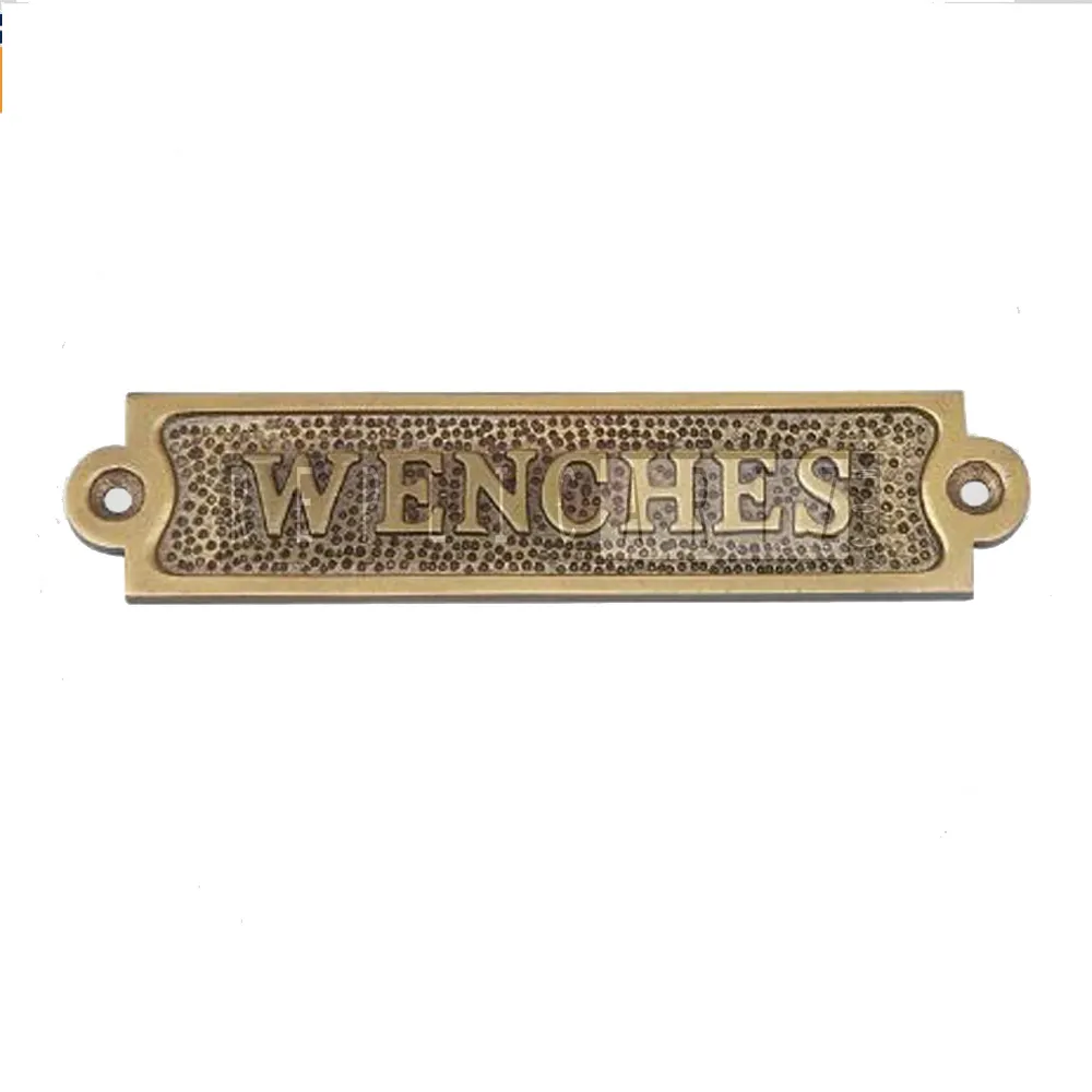 New Ships Chandlery Wenches Sign Plaque Nautical Wall Hanging Brass Door Sign. Traditional Style Home Deco Wall Plaque