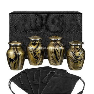 Insanlar için klasik mermer altın alüminyum kremasyon Urn bebek külleri için dört küçük hatıra seti - Product Image 2